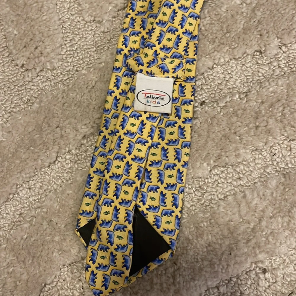 Talbots kids vintage yellow blue bear boys silk tie